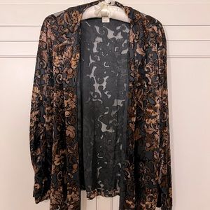 Goldwater Creek velvet cardigan embroidered silk rayon- 1X